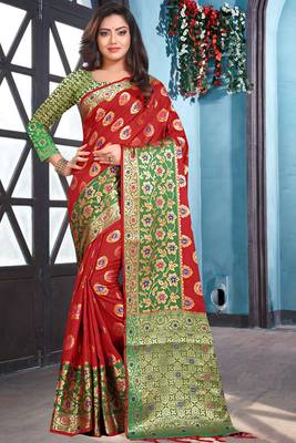 red woven art_silk saree with blouse 1