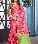 pink woven art_silk saree with blouse