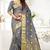 Grey woven cotton saree with blouse