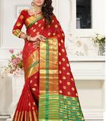 red woven art silk saree with blouse