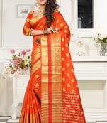 orange woven art silk saree with blouse