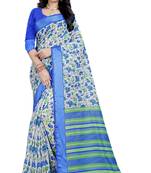 multicolor printed linen saree with blouse