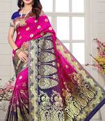 pink woven art silk saree with blouse