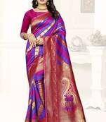 multicolor woven art silk saree with blouse