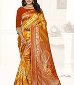 yellow woven art silk saree with blouse