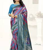 multicolor woven art silk saree with blouse