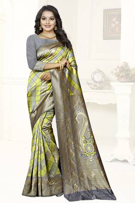 multicolor woven art silk saree with blouse 1