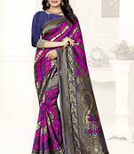 multicolor woven art silk saree with blouse
