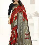 multicolor woven art silk saree with blouse