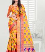 yellow woven art silk saree with blouse