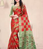 red woven art silk saree with blouse