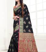black woven art silk saree with blouse