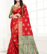 red woven art silk saree with blouse