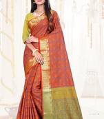 red woven art silk saree with blouse