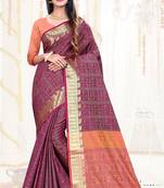 purple woven art silk saree with blouse