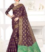 purple woven art silk saree with blouse
