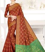 red woven art silk saree with blouse