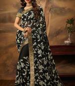 black embroidered chiffon saree with blouse