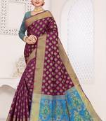 purple woven art silk saree with blouse
