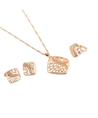 Rose Gold Smart Look Cute Diamond Special Valentine Gift Pendant Combo 1