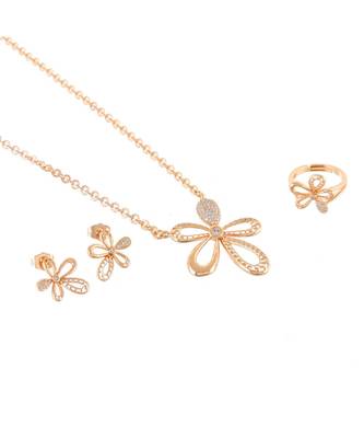 Rose Gold Delicate Flower Design Beautiful Valentine Gift Pendant Combo 1
