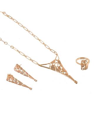 Rose Gold Stylish Fashionable Beautiful Diamond Valentine Gift Pendant Combo 1