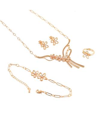Rose Gold Elegant Stylish Flower Design Special Valentine Gift Necklace Set 1