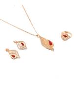 Red Rose Gold Cute Delicate Valentine Gift Pendant Set
