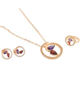 Red Purple Rose Gold Stylish Cute Diamond Valentine Gift Pendant Combo 1