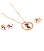 Red Purple Rose Gold Stylish Cute Diamond Valentine Gift Pendant Combo
