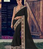 black embroidered chiffon saree with blouse