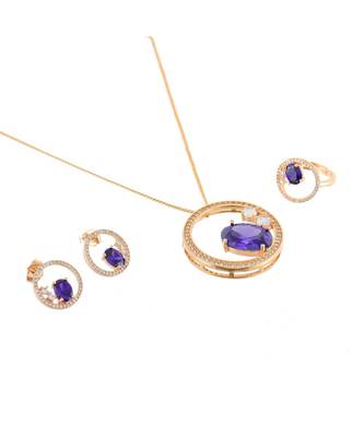 Purple Rose Gold Stylish Designer Diamond Valetine Gift Pendant Combo 1