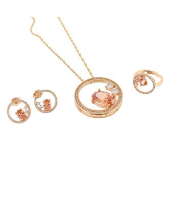 Yellow Rose Gold Stylish Designer Diamond Valetine Gift Pendant Combo 1