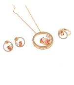Yellow Rose Gold Stylish Designer Diamond Valetine Gift Pendant Combo