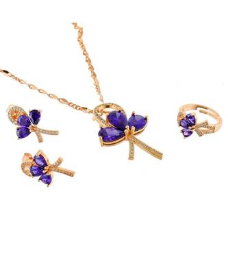 Purple Rose Gold Elegant  Diamond Valetine Gift Pendant Combo 1
