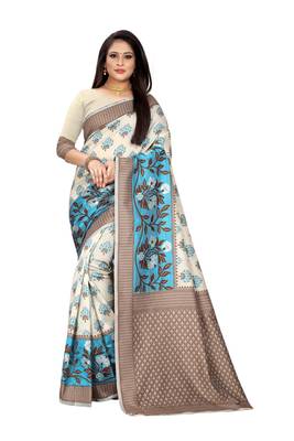 Turquoise Woven Jacquard Saree With Blouse 1