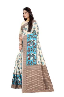 Turquoise Woven Jacquard Saree With Blouse 2