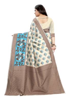 Turquoise Woven Jacquard Saree With Blouse 3