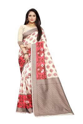 Light Pink Woven Jacquard Saree With Blouse 1