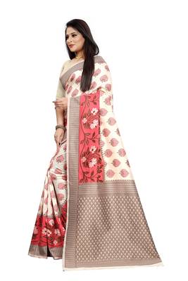 Light Pink Woven Jacquard Saree With Blouse 2