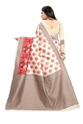 Light Pink Woven Jacquard Saree With Blouse 3