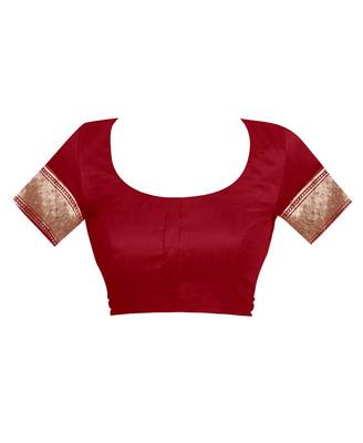 Maroon Woven Jacquard Saree With Blouse 4