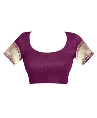 Wine Woven Jacquard Saree With Blouse 4