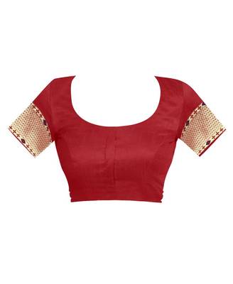 Maroon Woven Jacquard Saree With Blouse 4