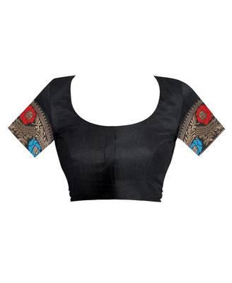 Black Woven Jacquard Saree With Blouse 4
