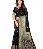 Black Woven Jacquard Saree With Blouse