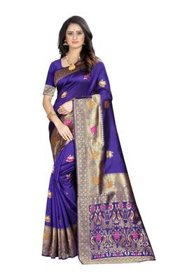 Purple Woven Jacquard Saree With Blouse 1