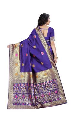 Purple Woven Jacquard Saree With Blouse 3
