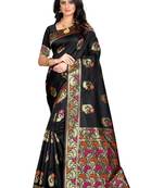 Black Woven Jacquard Saree With Blouse