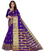 Violet woven silk blend saree with blouse